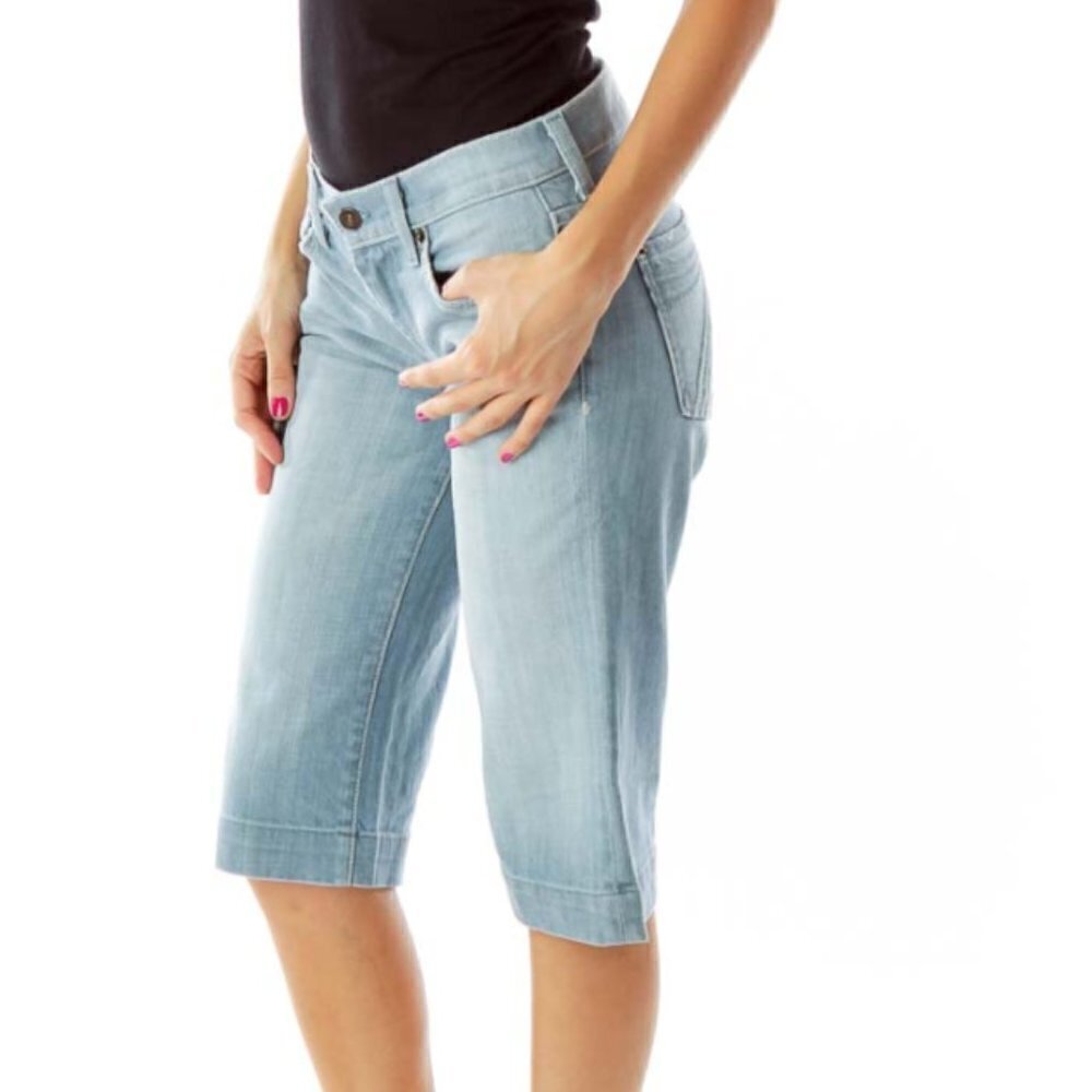 7 For All Mankind Light Blue Straight Cropped Jean - Picture 2 of 3